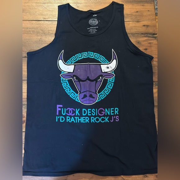 Bootleg streetwear tank top “F**k designer I’d rather rock J’s” 🐂 - Picture 1 of 3